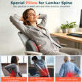 Morfone Back Massager with Heat and Vibration, Ergonomic Lumbar Support Pillow for Lower Back Relaxation, Deep Tissue Massager for Bed, Chair, Office, Home Use