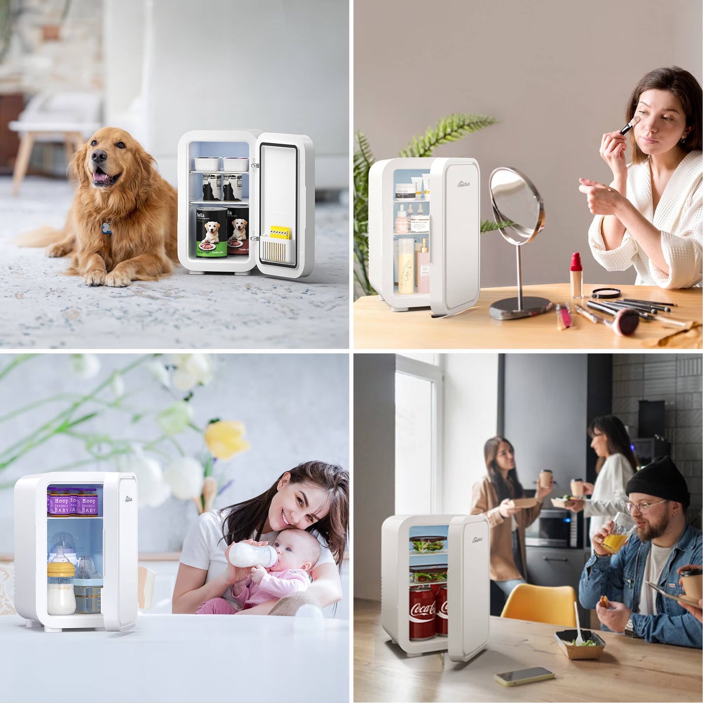 BEICHEN Mini Fridge, 6 Liter/8 Can Small Fridge, AC/DC Portable Skincare Fridge, Cooler and Warmer Refrigerators for Bedroom, Skincare, Beverage, Office, Dorm, Car, White