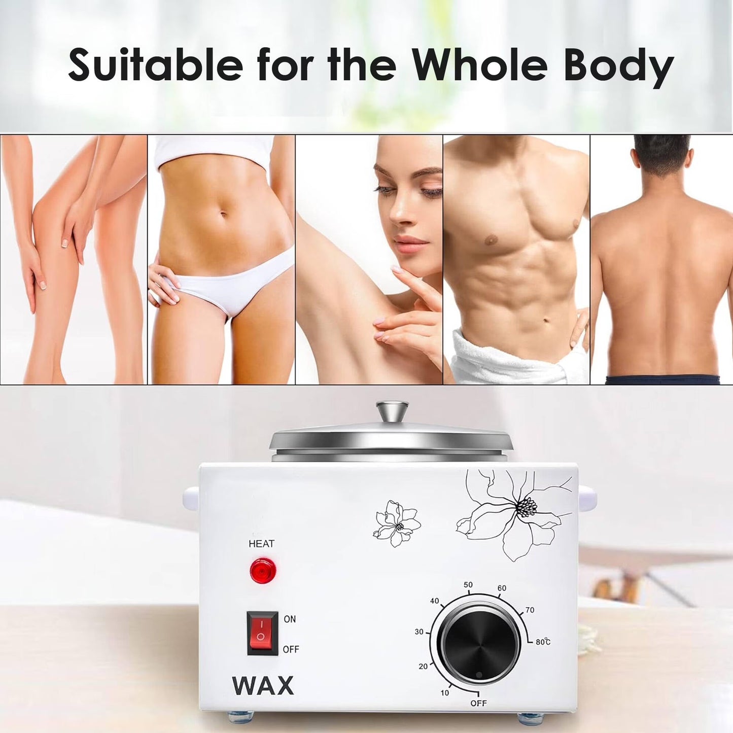 Morfone Wax Warmer for Hair Removal, Professional Waxing Kit for Women, Single Pot Wax Heater with Adjustable Temperature (White)