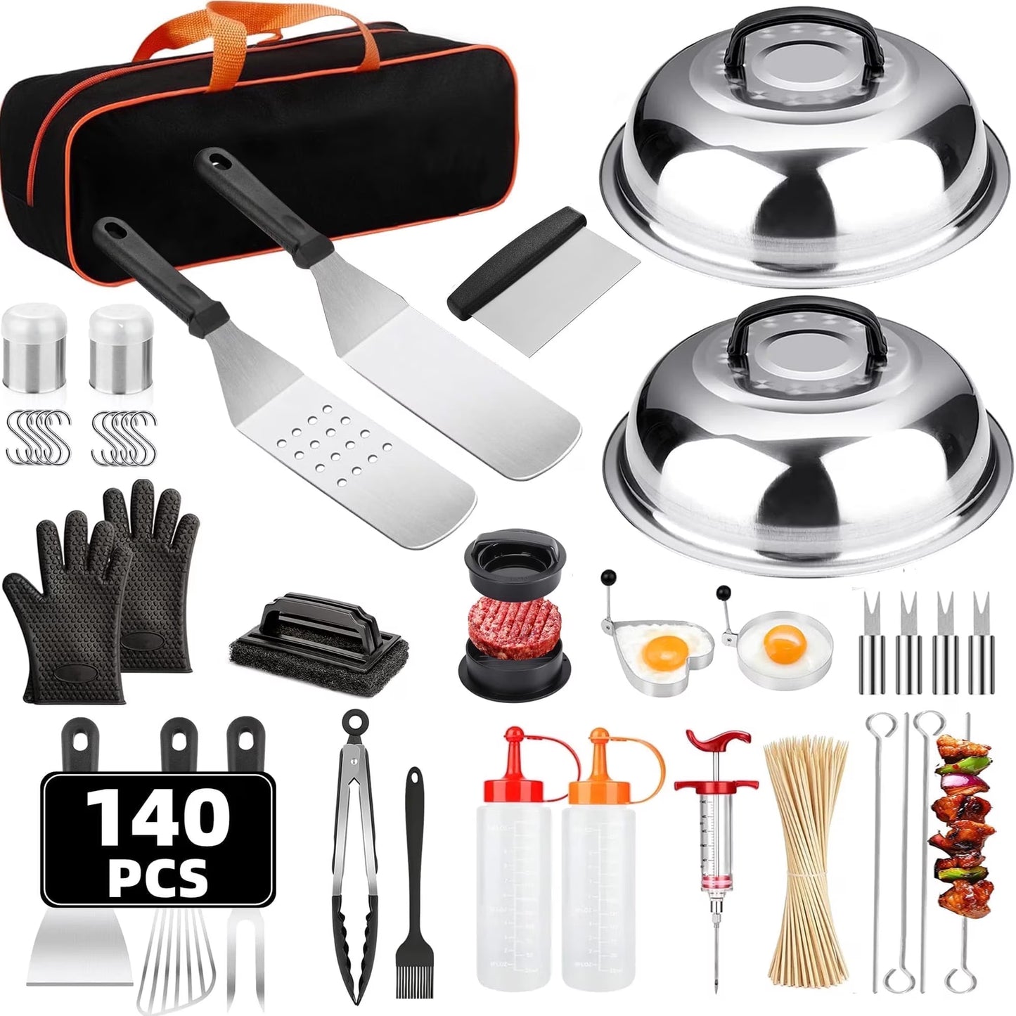 Morfone 137PCS Griddle Accessories Kit, Flat Top Grill Accessories Set for Blackstone and Camp Chef, Professional Stainless Steel Grill Tools Set for Men Women Outdoor BBQ and Camping
