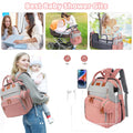 Morfone Diaper Bag Backpack with Changing Station, Waterproof Large Capacity Baby Bag with USB Charging Port & Pacifier Case - Unisex, Pink Gray