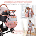 Morfone Diaper Bag Backpack with Changing Station, Waterproof Large Capacity Baby Bag with USB Charging Port & Pacifier Case - Unisex, Pink Gray