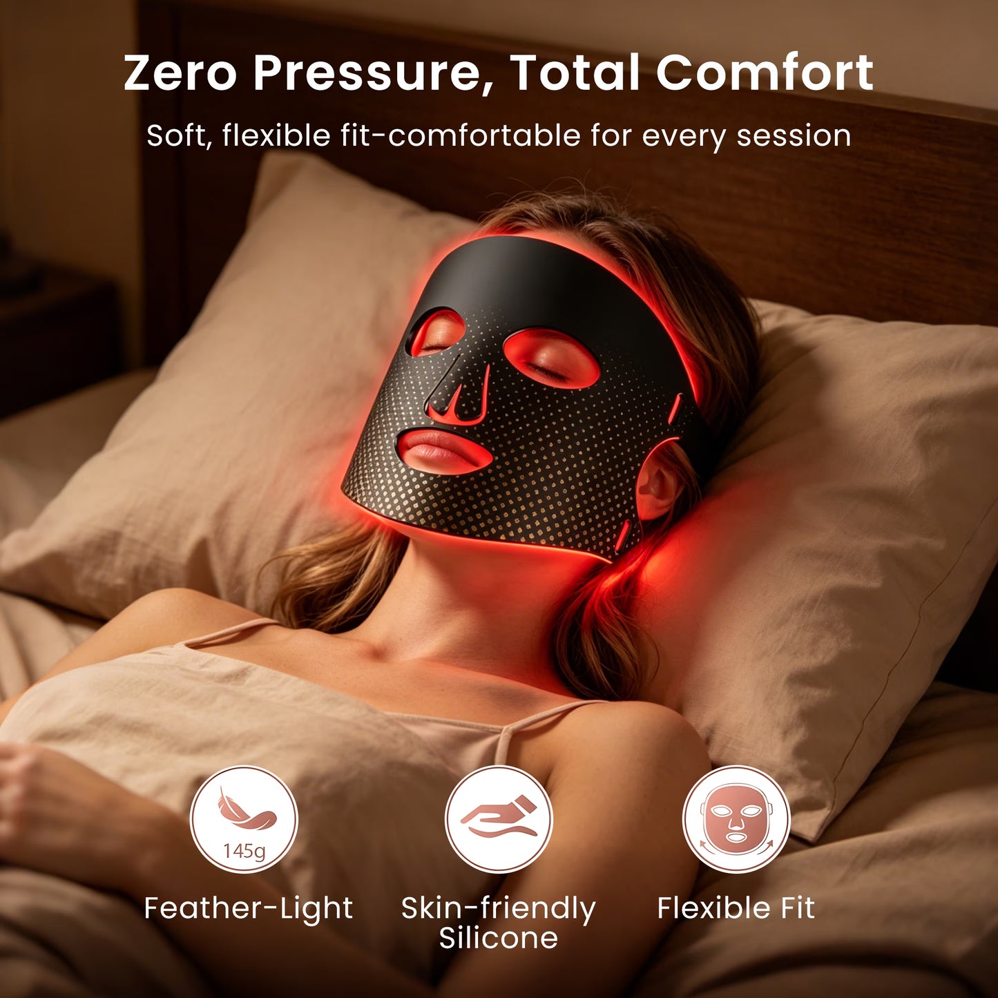 Morfone Red Light Therapy Mask for Face, 4 Modes LED Face Mask, 850NM Infrared & Red Light Mask, 400 LEDs, Eye Protection & Timing Function at Home, Travel