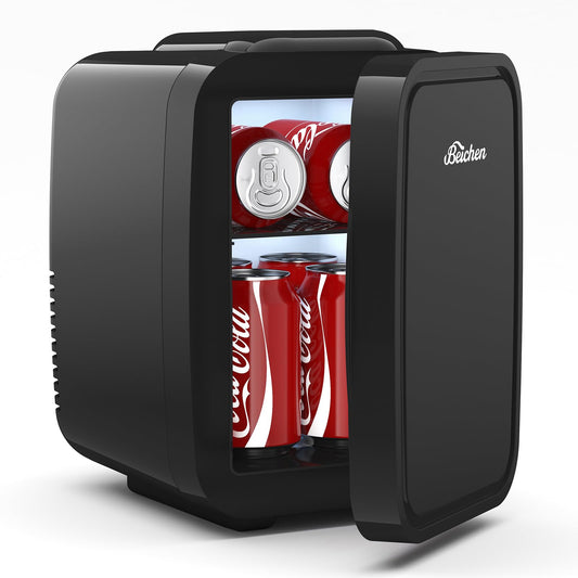 BEICHEN Mini Fridge, 4 Liter/6 Can Portable Personal Refrigerator AC/DC