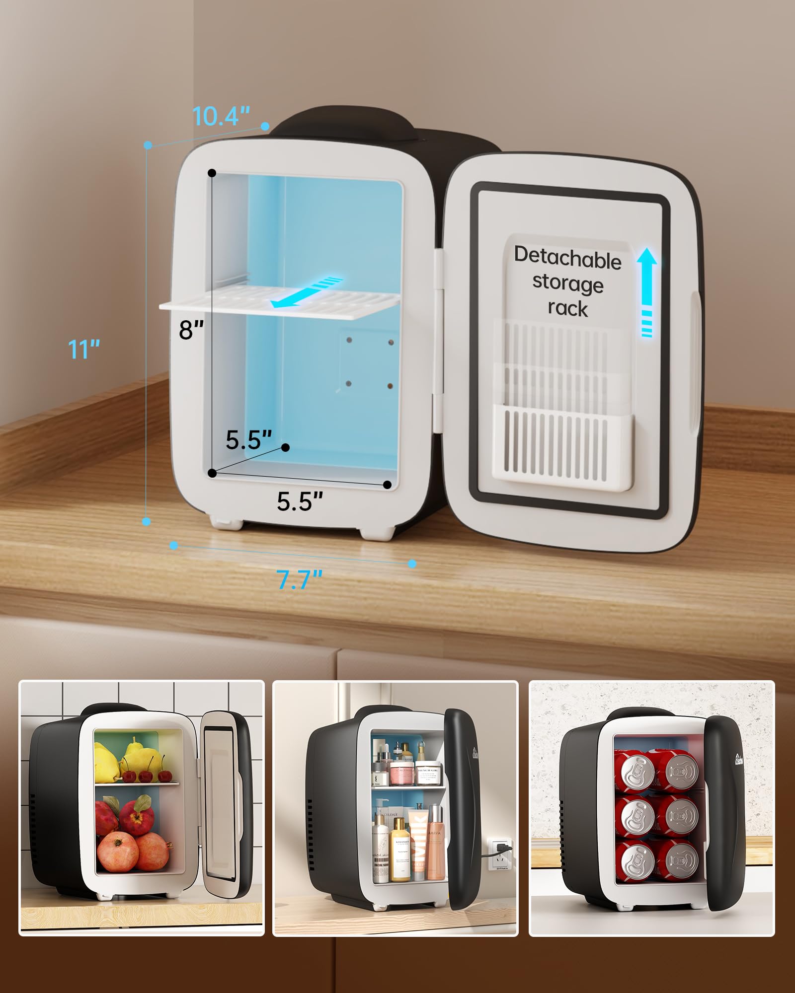 Mini Fridge for Bedroom, 4L Skincare Fridge Cooler & Warmer