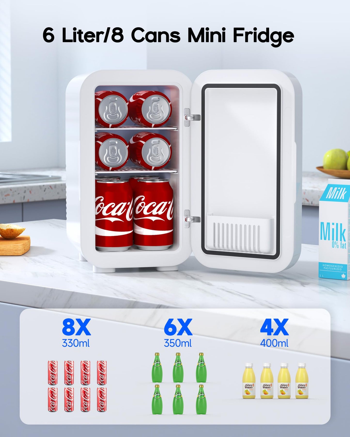 White Mini Fridge 6L | 110V AC/DC Portable Thermoelectric Cooler & Warmer