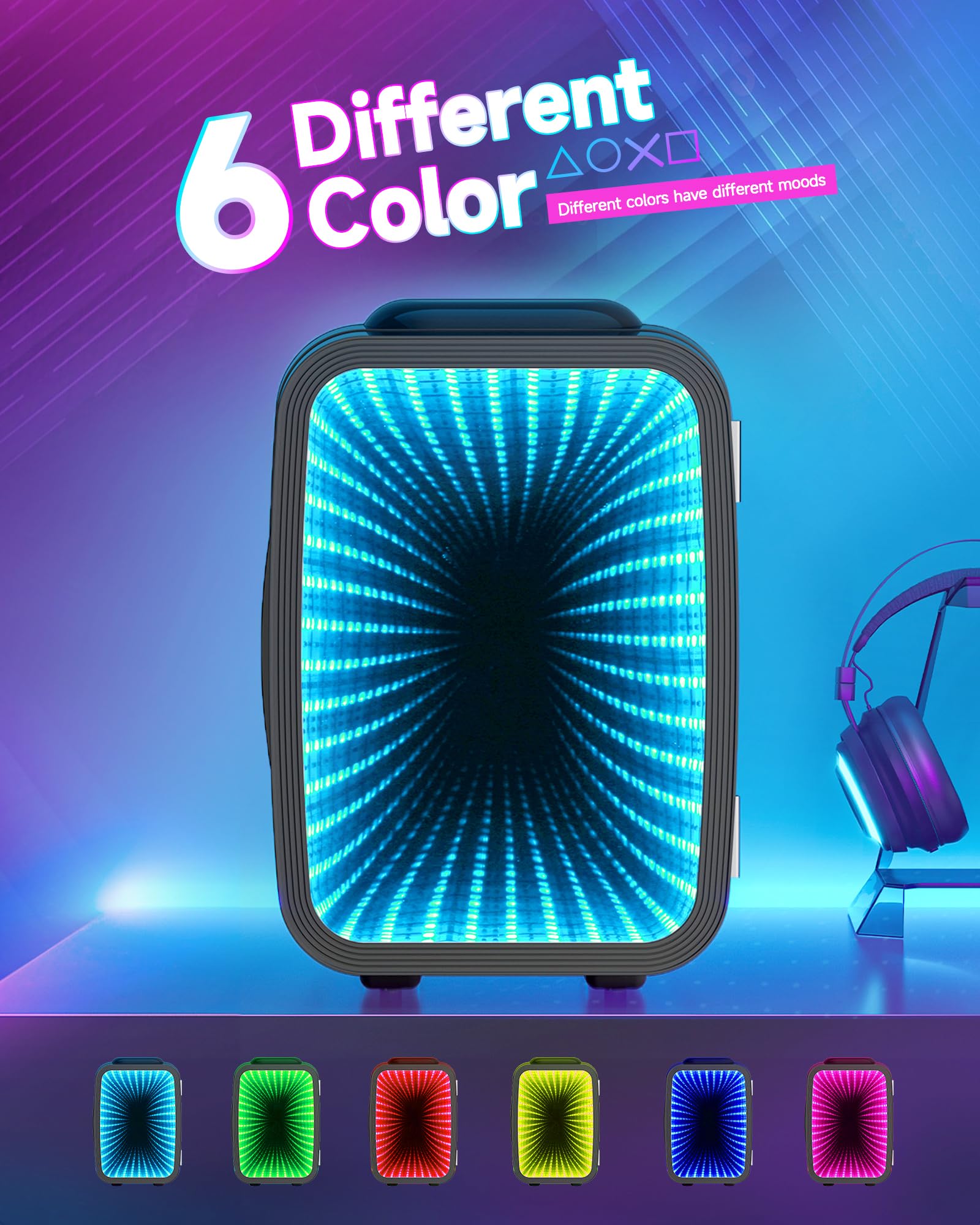 Mini Fridge for Bedroom | 4L/6 Can Cooler with Dimmable LED Light