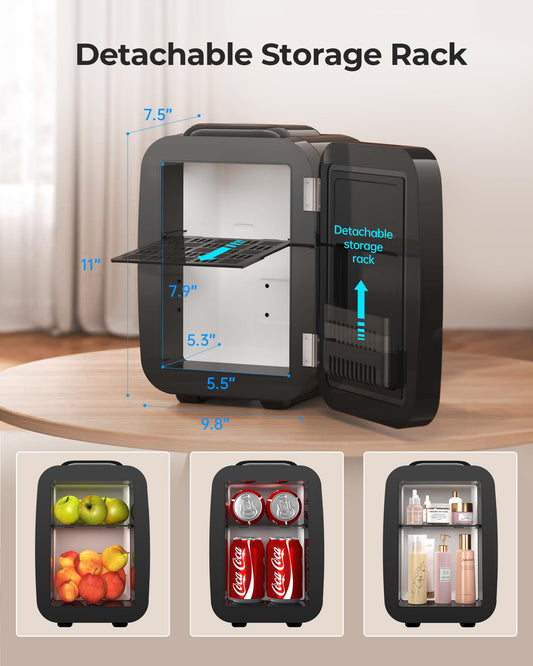 Mini Fridge for Bedroom, 4L Portable Refrigerator – Quiet, Fast Cooling
