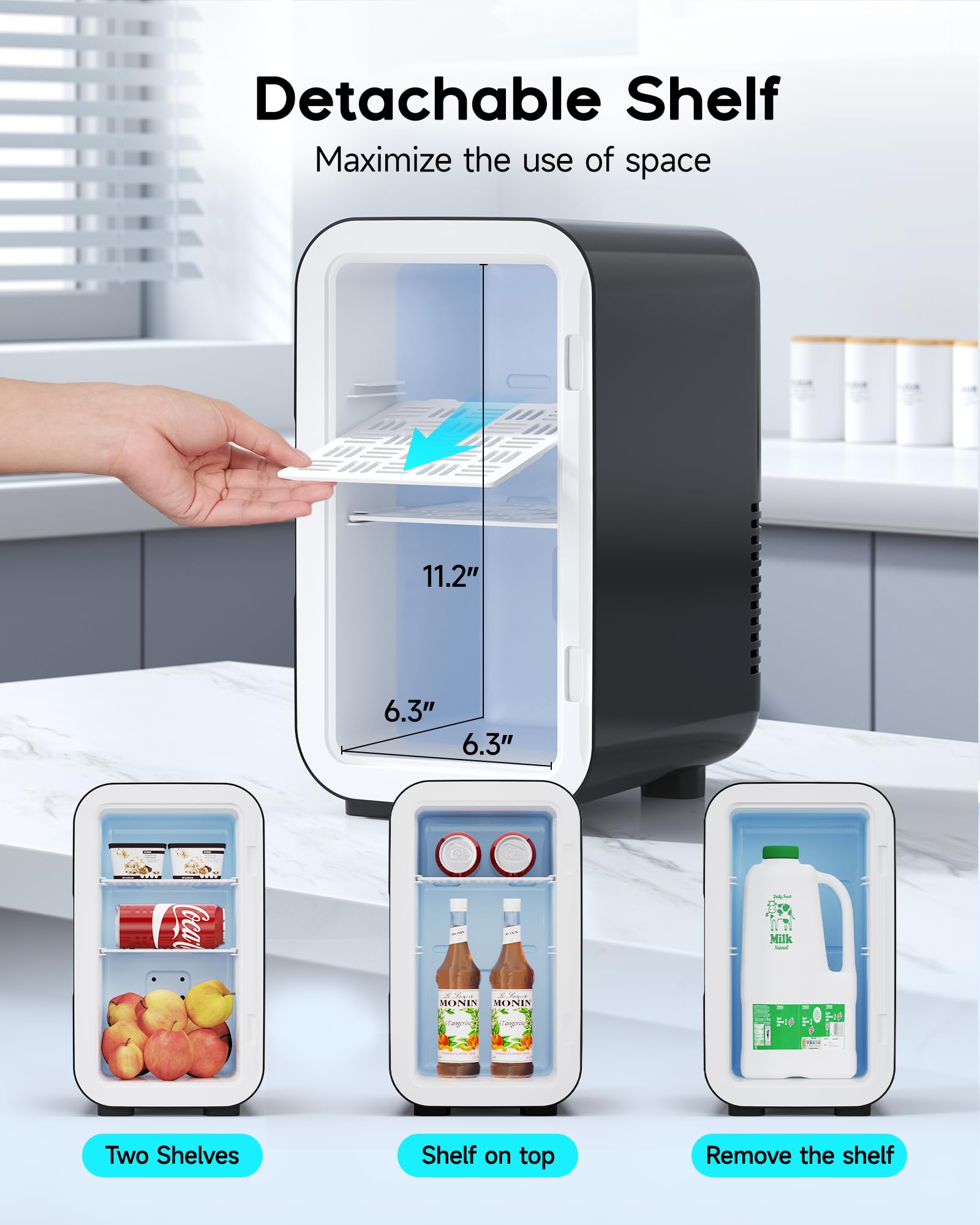 Black Mini Fridge for Bedroom – 6L Dual-Mode Cooler & Warmer