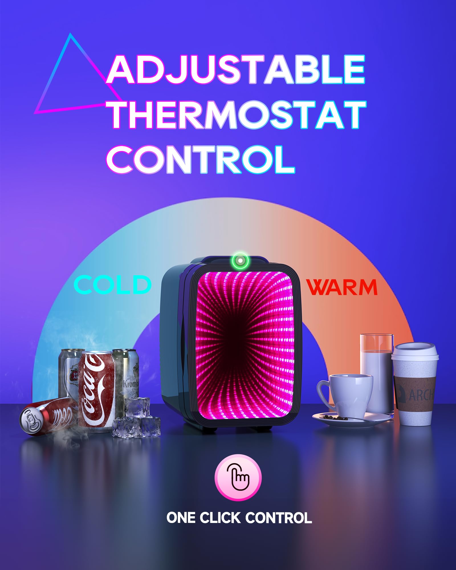 Mini Fridge for Bedroom | 4L/6 Can Cooler with Dimmable LED Light