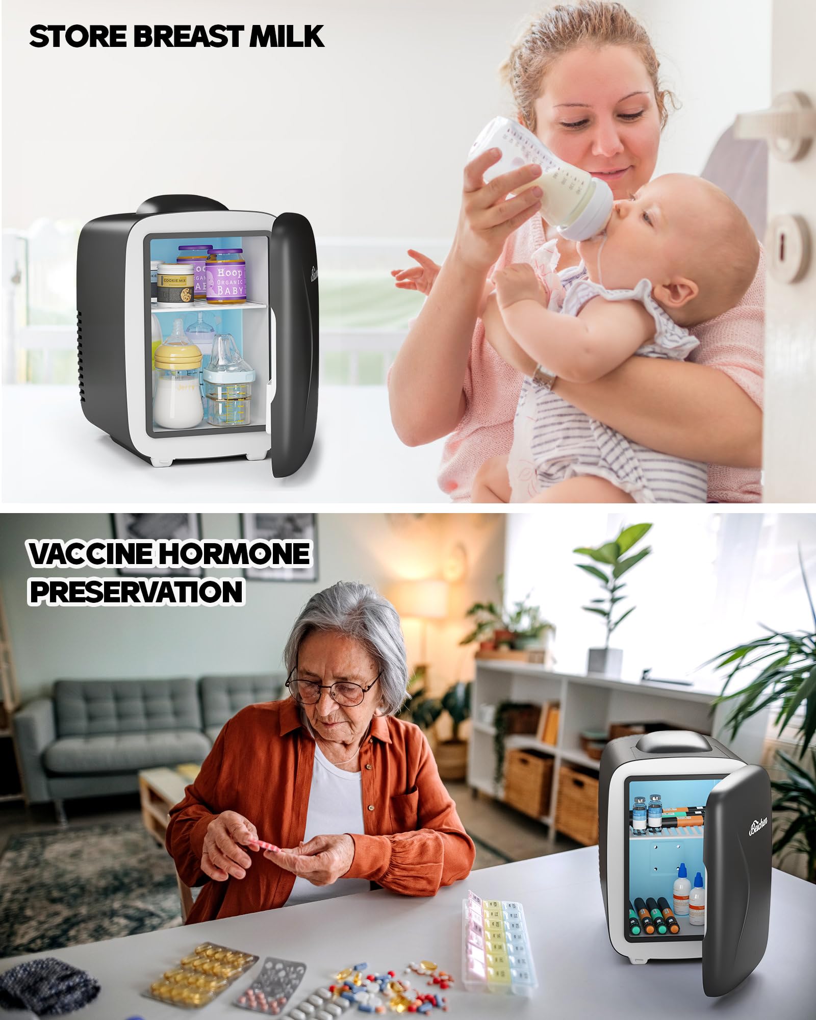 Mini Fridge for Bedroom, 4L Skincare Fridge Cooler & Warmer