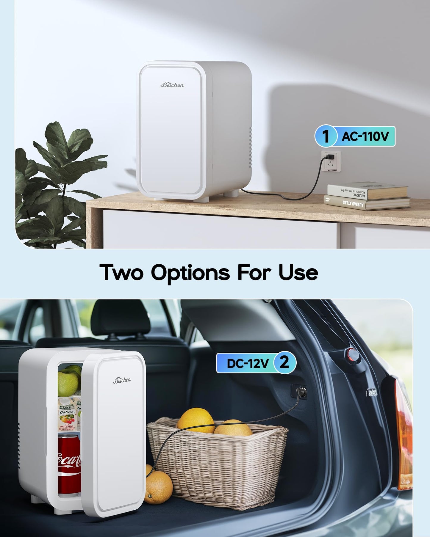 White Mini Fridge 6L | 110V AC/DC Portable Thermoelectric Cooler & Warmer