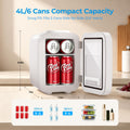 BEICHEN Mini Fridge, 4 L/6 Can Small Fridge for Bedroom, Car, Office, AC/DC