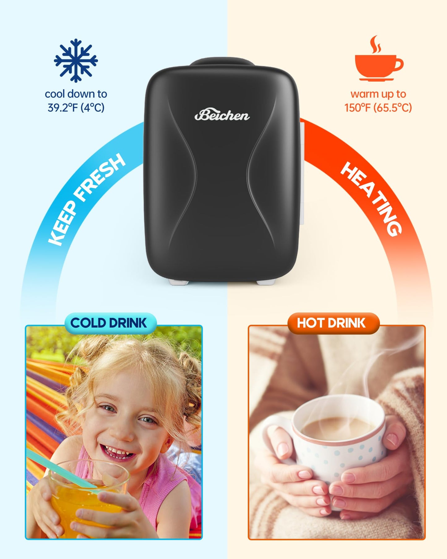 Mini Fridge for Bedroom, 4L Skincare Fridge Cooler & Warmer